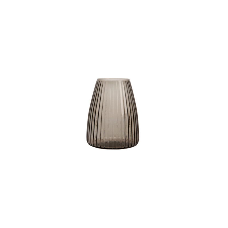 XLBOOM DIM Stripe Vase - mittel rauchgrau