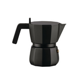 Alessi Espressokaffekanne Black 2 Tassen auf einem weißen Hintergrund