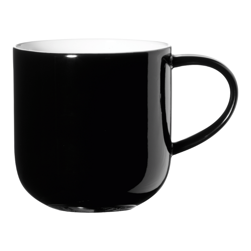 Henkelbecher Coppa aus Porzellan, ideal für Kaffee oder Tee, modernes Design in der Farbe schwarz