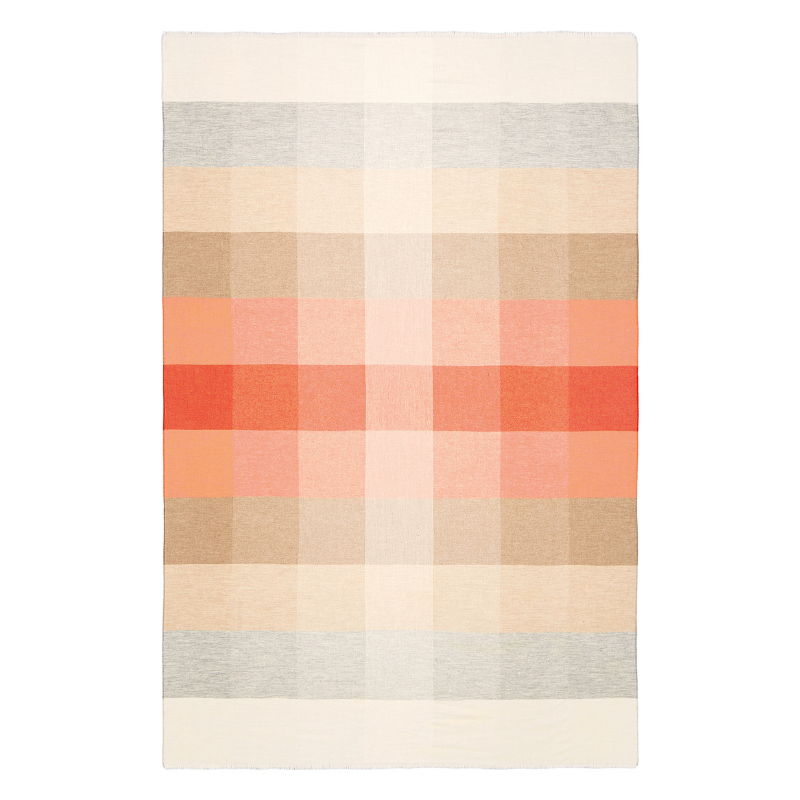 Wolldecke "Kreta" Creme, hellgrau, natural, orange