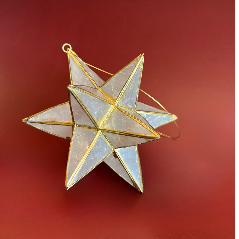 Kinta Weihnachtsbaumschmuck Stern Sputnik offwhite gold liegend