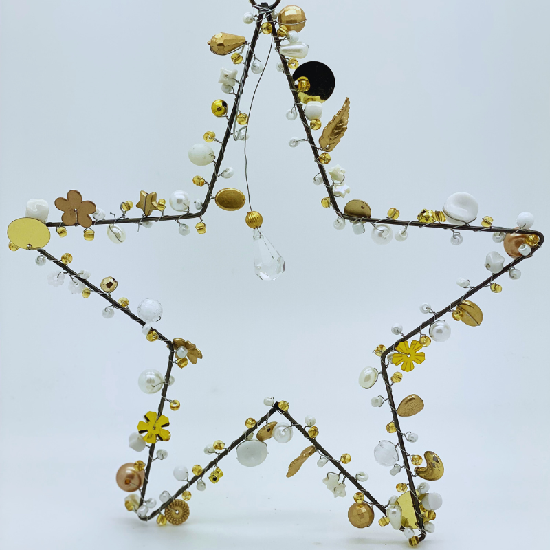 Weihnachtsschmuck "goldener Perlenstern Draht"