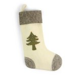 Gry & Sif Christmas Dekoration große Socken in weiß & grau mit Tanenbaum