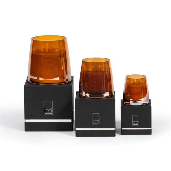 Dekocandle Duftkerze Glas - Farbe Amber - 3 größen