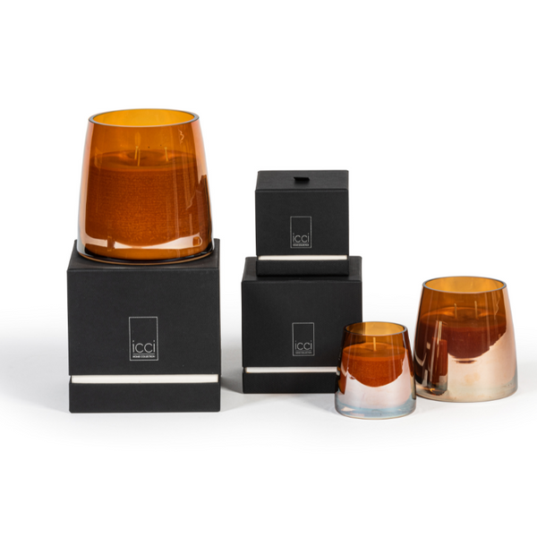 Dekocandle Duftkerze Glas - Farbe Amber - 3 größen