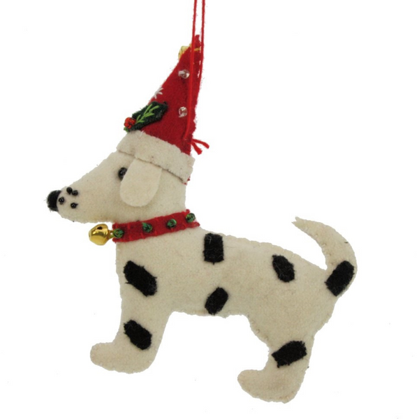 Cotto Wohnen Meander Weihnachstanhänger Hund schwarz/weiß mit Weihnachtsmütze