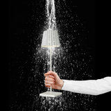 Sompex LED Outdoor Lampe Troll in Weiß in einer Hand mit Wassertropfen (Outdoor geeignet)