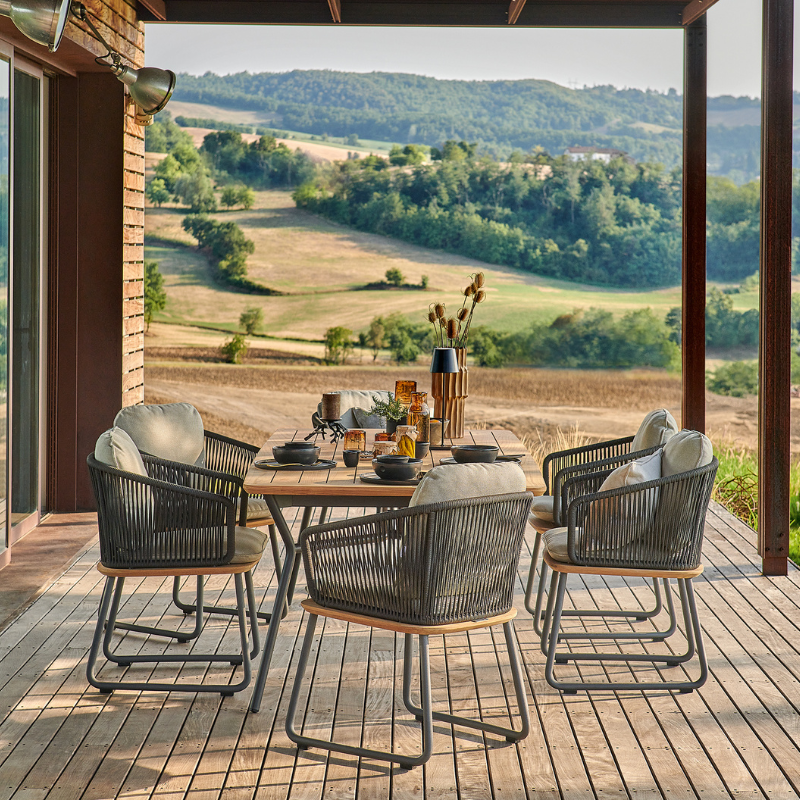 Dining Sessel "Denia" mit Teak Sitzfläche