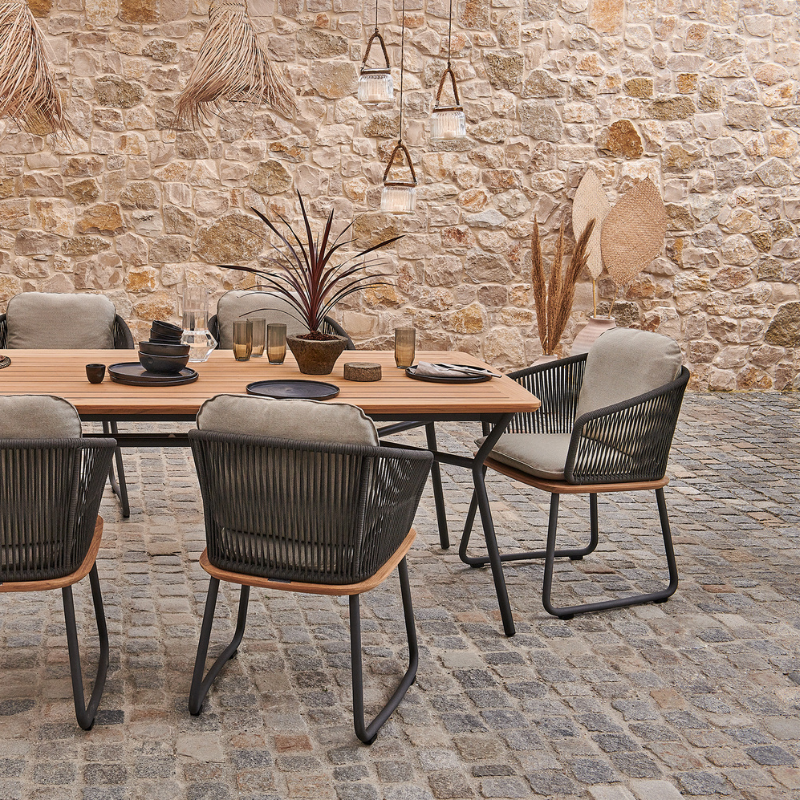 Dining Sessel "Denia" mit Teak Sitzfläche
